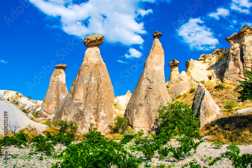 Fairy chimneys view  in Cappadocia of Turkey photo