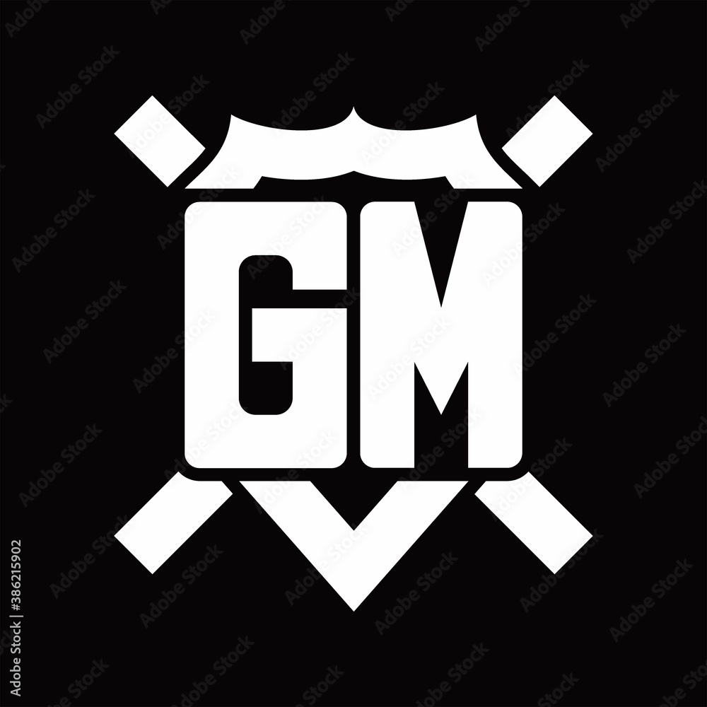 GM Logo monogram isolated on shield shape with rounded line GM Logo monogram isolated on shield shape with rounded line