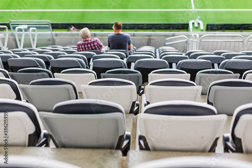 Stockholm, Sweden - 07 28 2014: Tele2 arena during Hammarby IF Assyriska FF in the swedish soccer leauge Allsvenskan