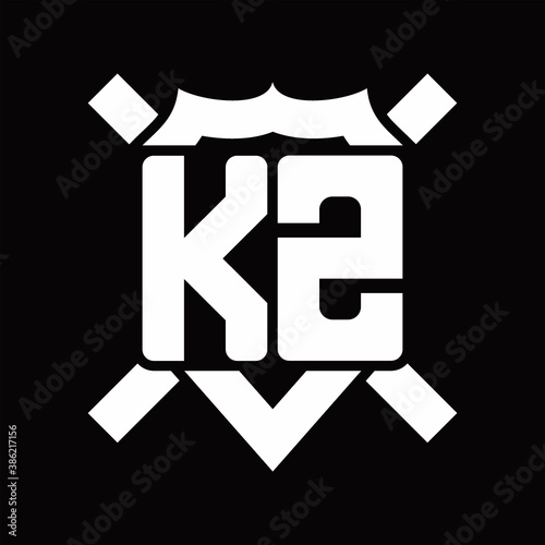 KZ Logo monogram isolated on shield shape with rounded line