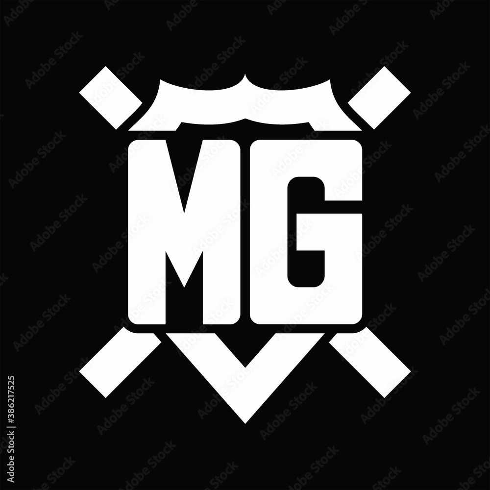 MG Logo monogram isolated on shield shape with rounded line MG Logo monogram isolated on shield shape with rounded line