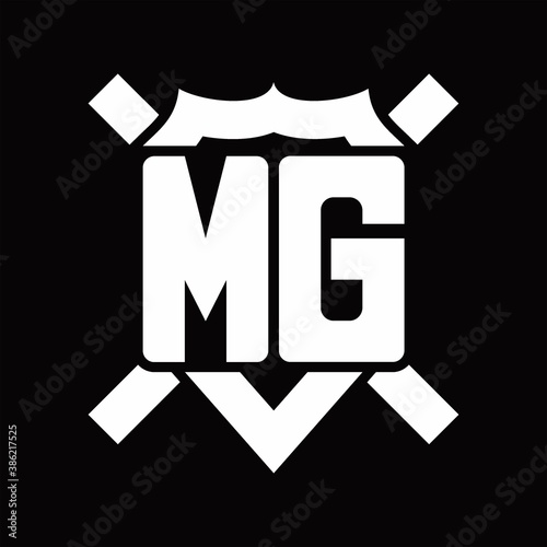 MG Logo monogram isolated on shield shape with rounded line