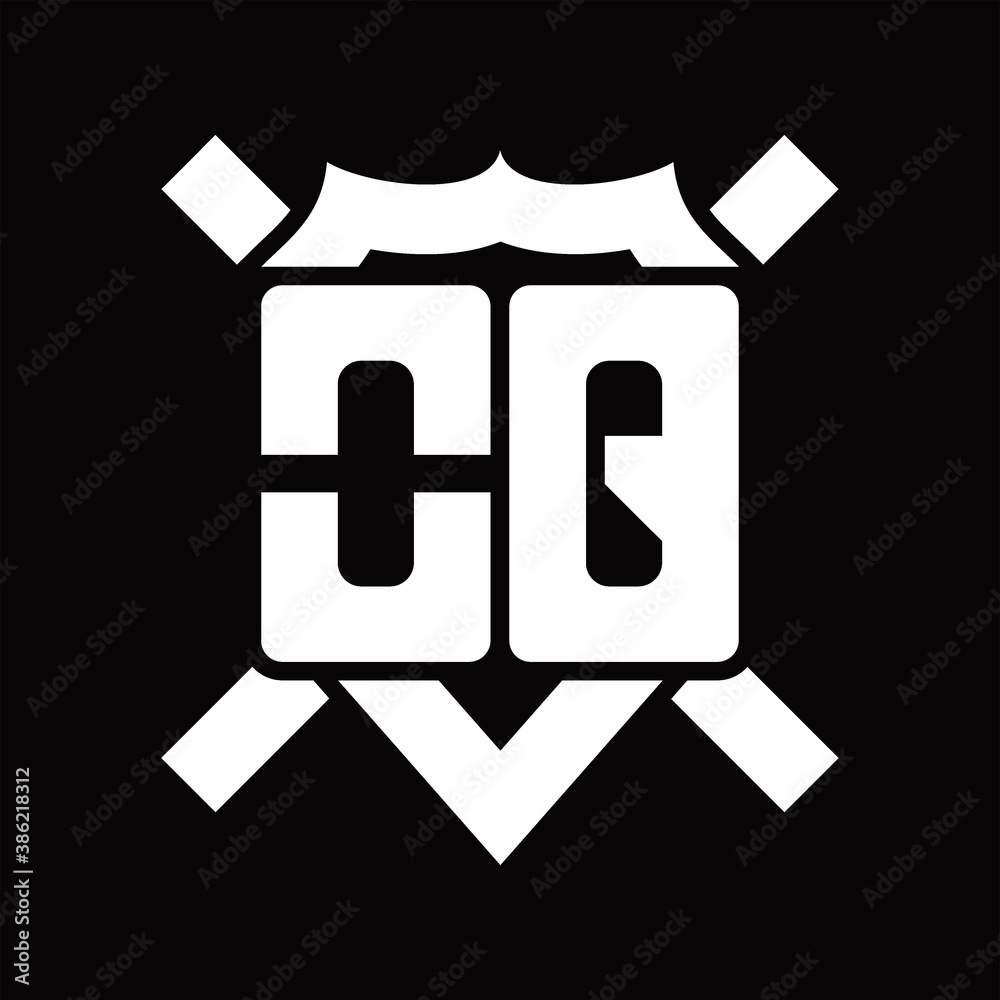 OQ Logo monogram isolated on shield shape with rounded line