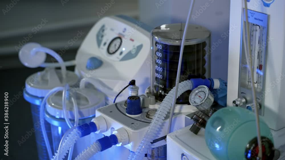 Mechanical ventilation and life support. Modern device of artificial ventilation of the lungs