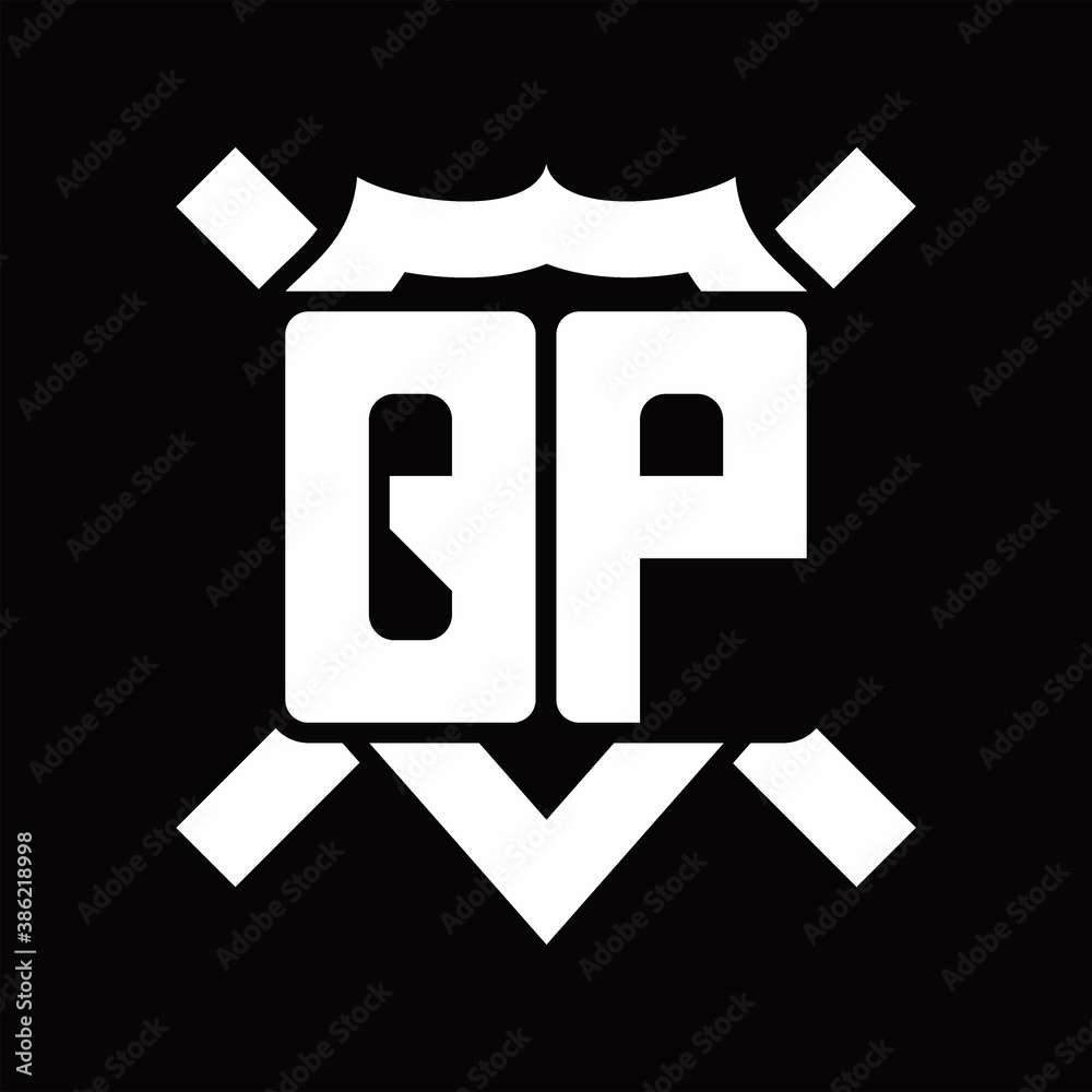 QP Logo monogram isolated on shield shape with rounded line