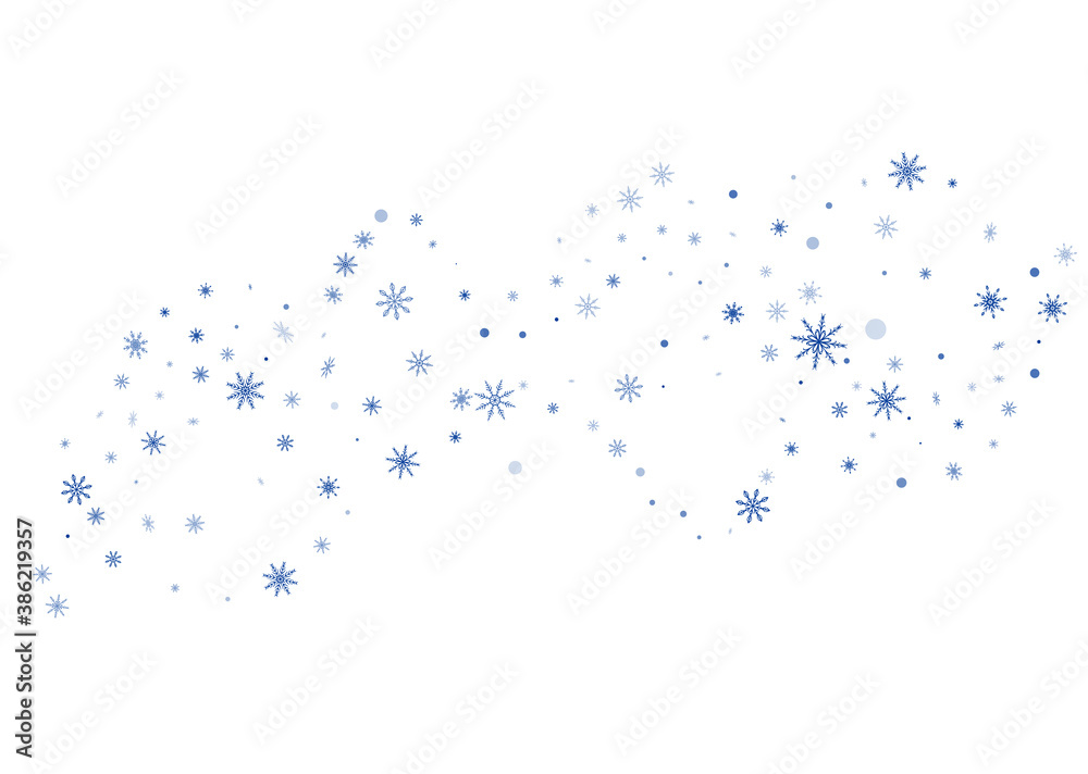 Snowflakes. Snow, snowfall. Falling scattered white snowflakes on a gradient background. Vector	