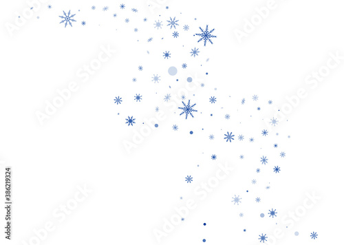 Snowflakes. Snow, snowfall. Falling scattered white snowflakes on a gradient background. Vector 