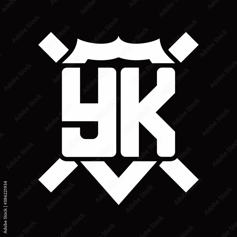 YK Logo monogram isolated on shield shape with rounded line YK Logo monogram isolated on shield shape with rounded line