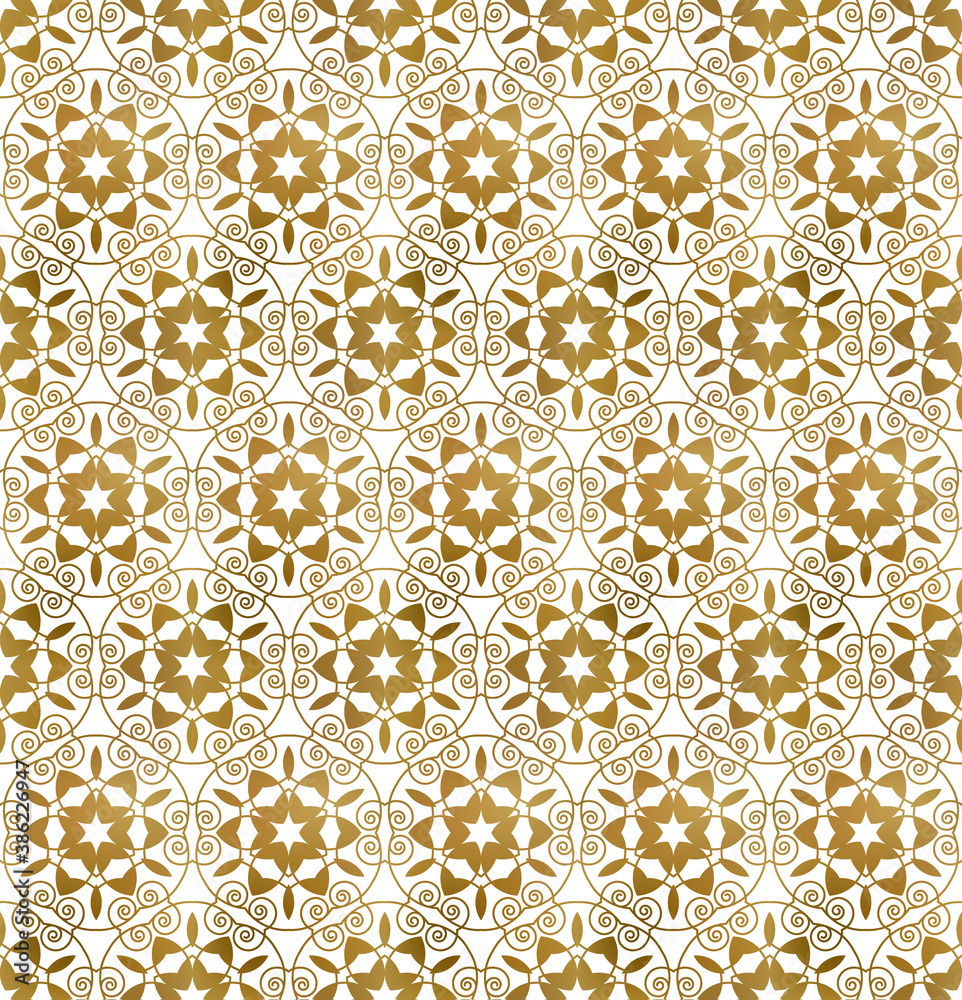 Traditional arabesque seamless pattern. Repeatable background of golden shapes and lines. Traditional arabesque seamless pattern. Repeatable background of golden shapes and lines.