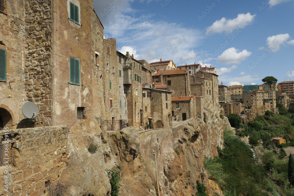 view on  the houses of Pitigliano built on rocks