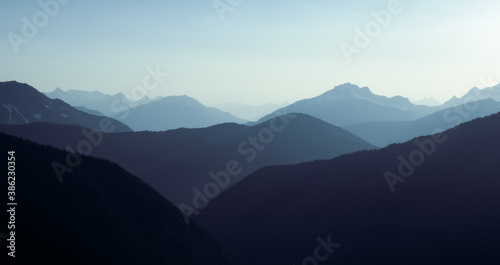 Endless layers of hazy mountains in the Pacific Northwest