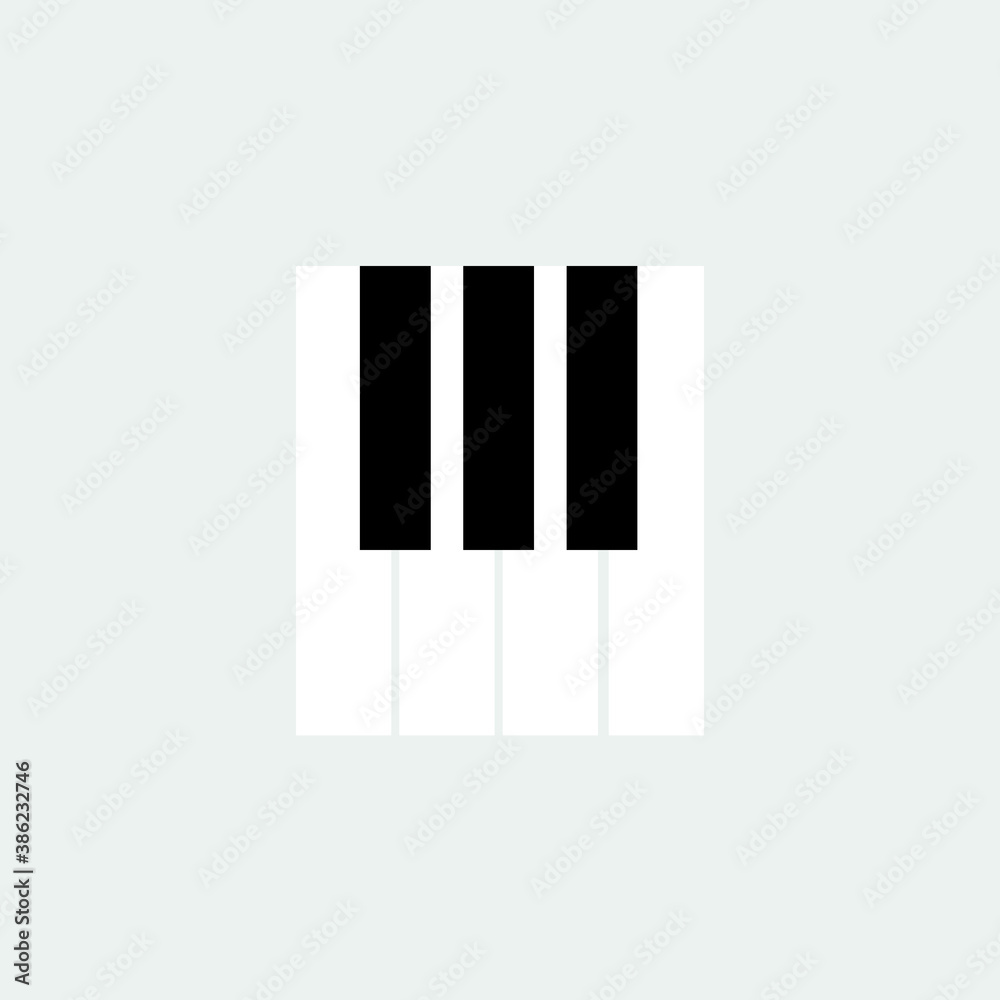 Piano keyboard icon. Music black symbol. Vector illustration isolated on white.