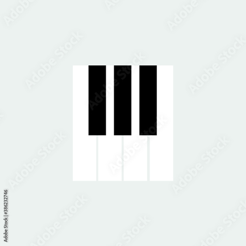 Piano keyboard icon. Music black symbol. Vector illustration isolated on white.