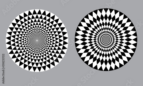 set of triangles in circle form as background, logo or icon.