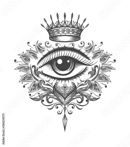 All Seeing Eye with Crown Tattoo