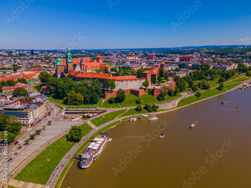 Aerial view of Wawel castle in Krakow, Poland