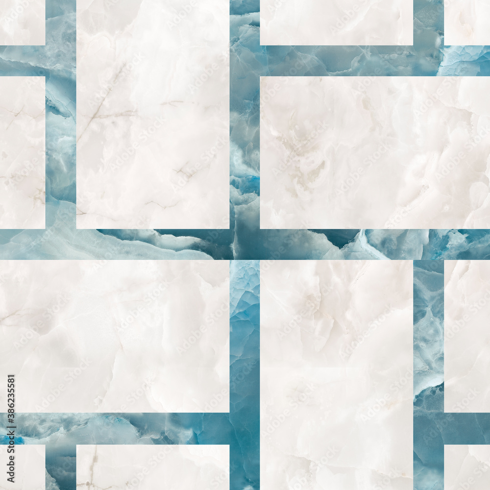 blue marble textured banded background on white marble