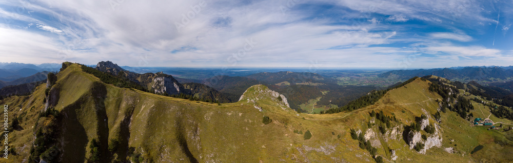 Aerial view of the hills surrounding Brauneck mountain