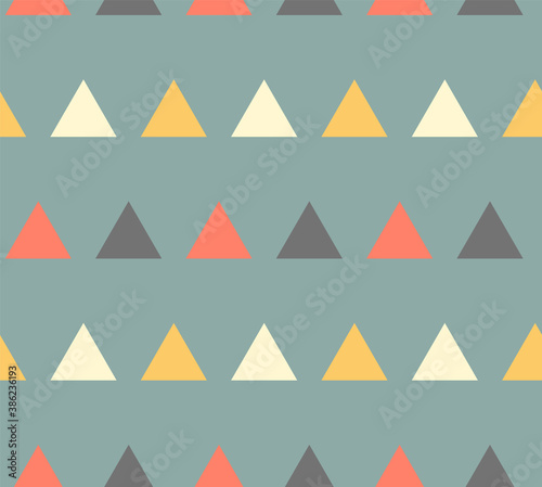 Triangles on blue background  seamless vector pattern.