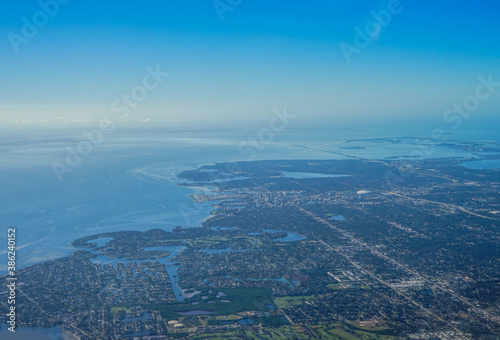 Aerial view of Tampa  st petersburg and clearwater in Florida  USA