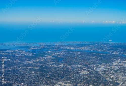 Aerial view of Tampa  st petersburg and clearwater in Florida  USA