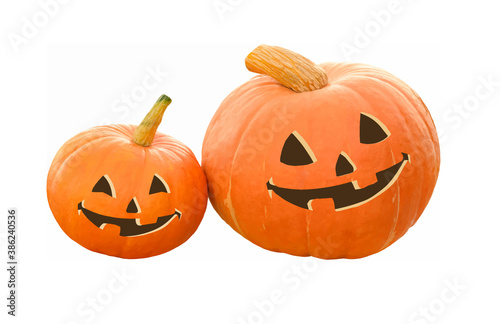 Halloween Pumpkin, smiling Jack O'Lantern isolated on white background