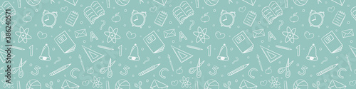 Fototapete School background. Seamless pattern with doodles. Vector