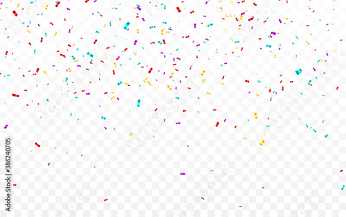 Colorful confetti. Celebration carnival falling shiny glitter confetti. Luxury greeting card. Vector illustration
