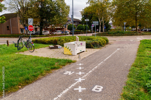 Baarle Hertog, Belgium and Baarle Nassau, the Netherlands October 10, 2019.  The most complicated International border in Europe. Baarle  territory is divided into a bits of Belgian and Netherlands  photo