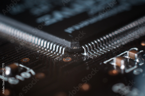 part of electronic circuit board close up
