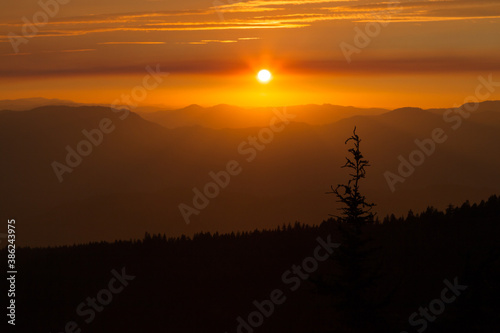 Sunset Landscape and Sky High Cascade Mountains