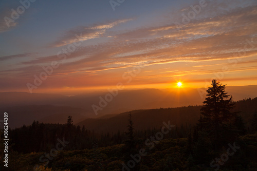 Sunset Landscape and Sky High Cascade Mountains