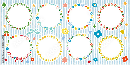 手書きタッチ草木のリース