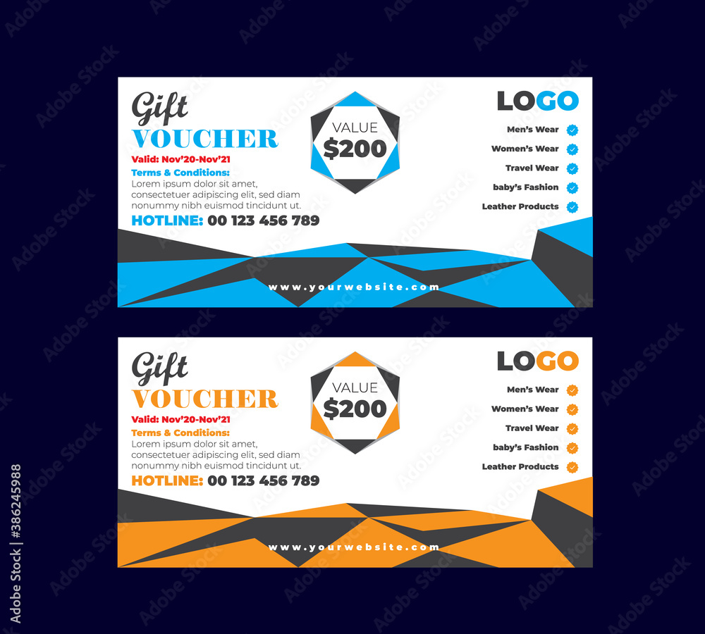 Fototapeta premium Gift Voucher Card Template Design