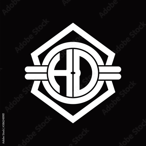 HD logo monogram with circle shape isolated hexagon emblem rounded design template