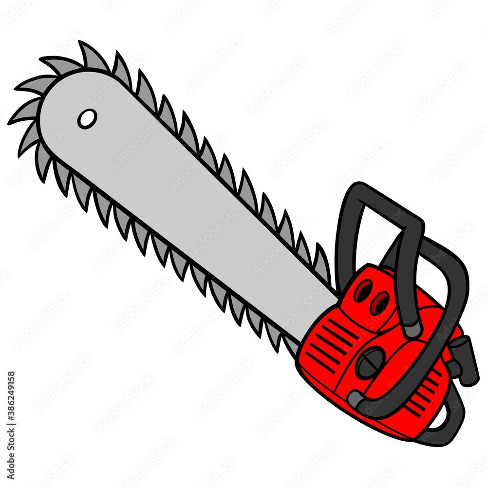 Chainsaw A cartoon illustration of a Lumberjack's Chainsaw. Stock