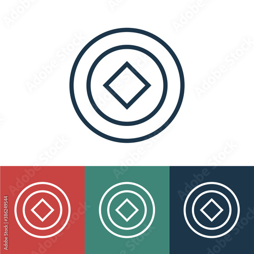 Linear vector icon with chinese coin feng shui