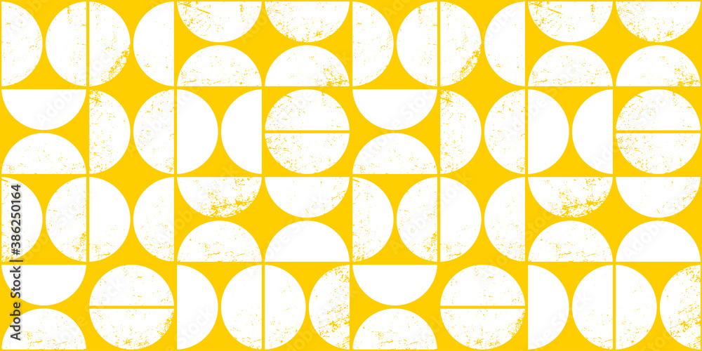 Colorful geometric seamless pattern in Scandinavian style. Modern abstract grunge background with semicircles.