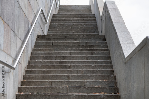 Concrete stairs leading up to the exit