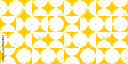 Colorful geometric seamless pattern in Scandinavian style. Modern abstract grunge background with semicircles.