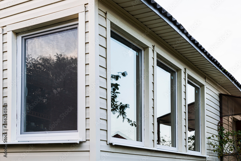 New plastic Windows in a country house New plastic Windows in a country house