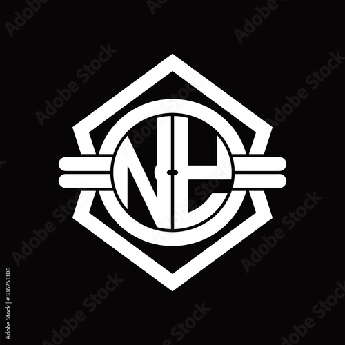 NY logo monogram with circle shape isolated hexagon emblem rounded design template