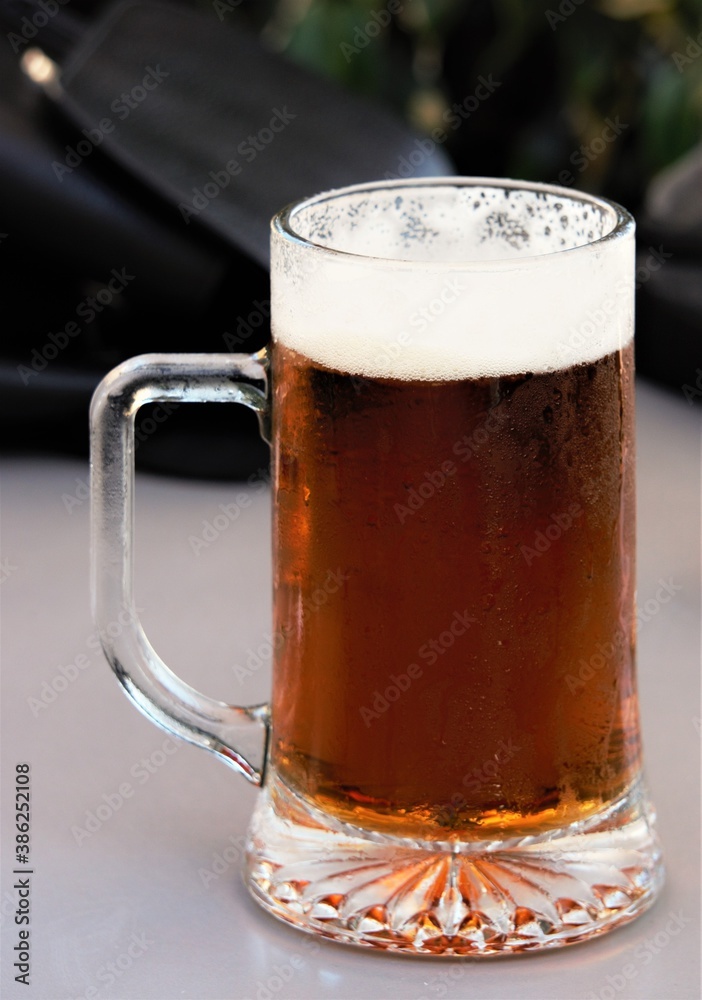 mug of beer on the terrace of a bar mug of beer on the terrace of a bar
