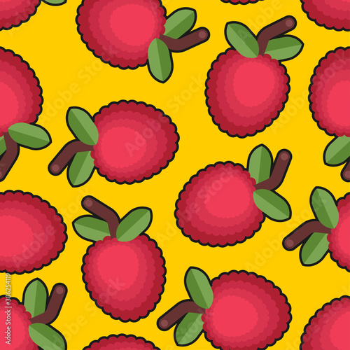 Fototapeta Naklejka Na Ścianę i Meble -  Lychee pattern seamless. small round sweet fruit. vector background