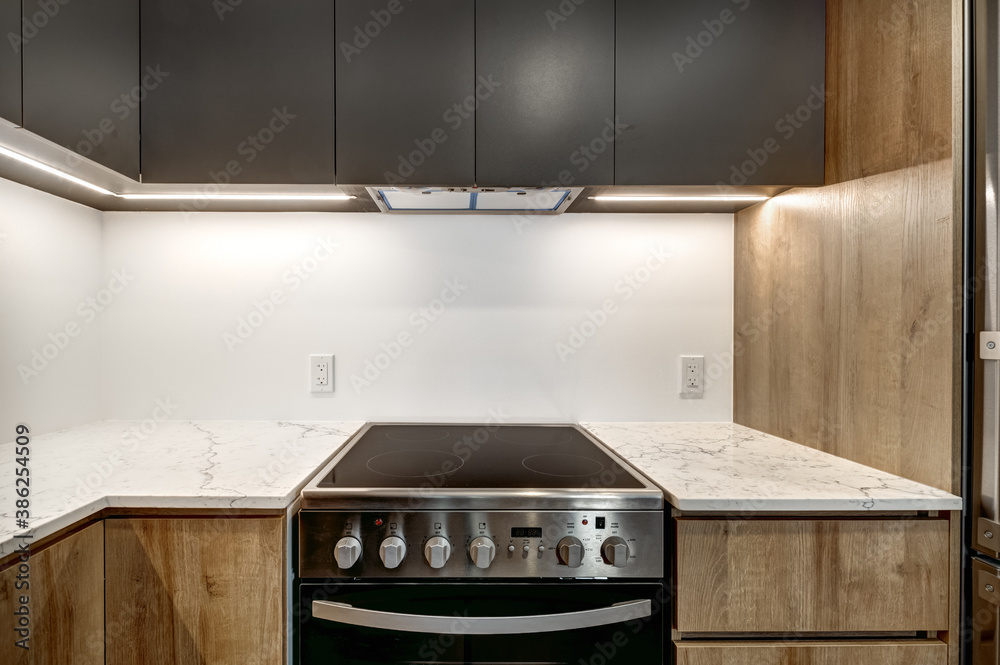 Canadian apartment staged and partially furnished in new building in