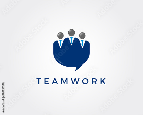 minimal teamwork logo template - vector illustration