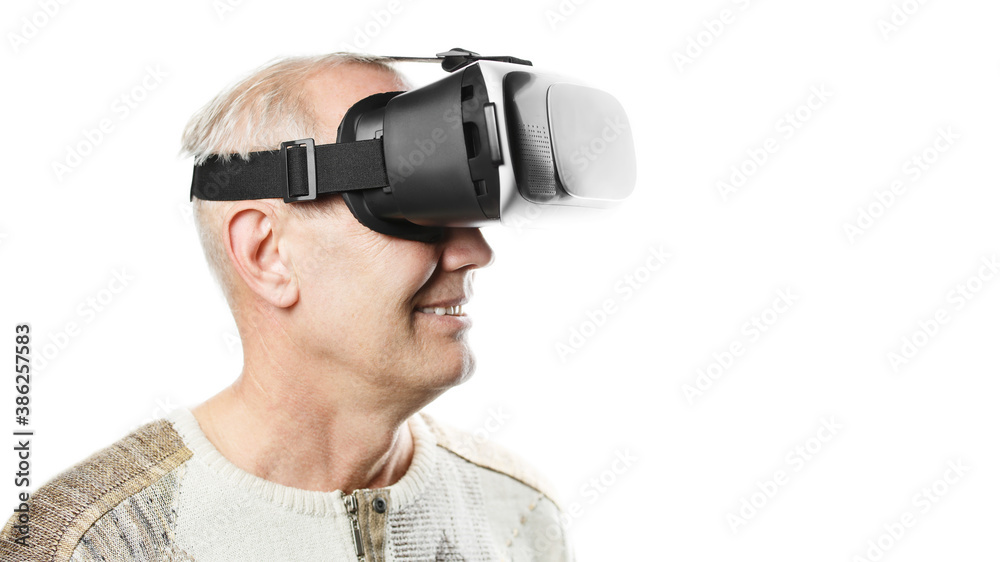 adult man in virtual reality mask adult man in virtual reality mask