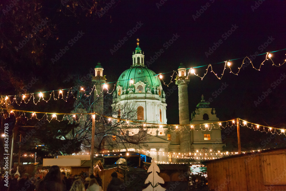 Karlsplatz Christmas market in Vienna, Austria