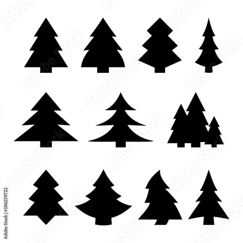 Collection of Christmas tree vector icons isolated