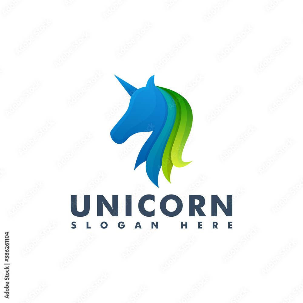 Mascot logo unicorn, animal head icon vector illustration